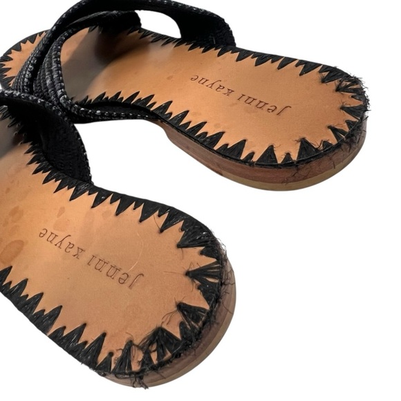 Jenni Kayne Raffia Crossover Black Slip On Casual Slide Sandals Women’s 38 - Picture 10 of 16